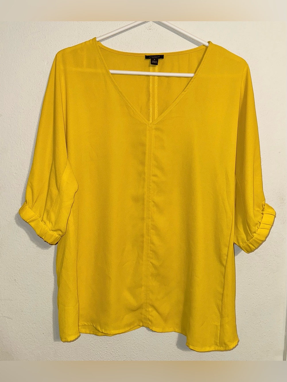 Ann Taylor Yellow V-Neck Blouse Golden